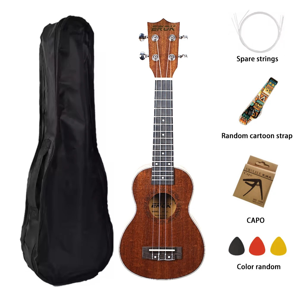 (TH 24H Shipping) 21 Inches Ukulele Sapele Soprano ขนาด Ukelele สําหรับผู้เริ่มต้นชุดสายไนลอนกีตาร์ฮาวาย