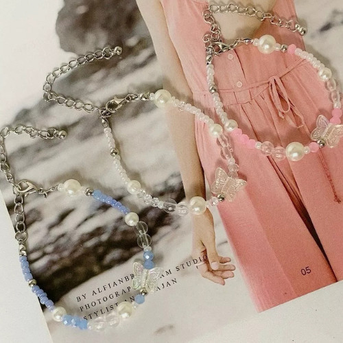 Sky bunny - PEARL BEAD BRACELET C29 AESTHETIC ACRYLIC PREMIUM BUTTERFLY PEARL BEAD BRACELET