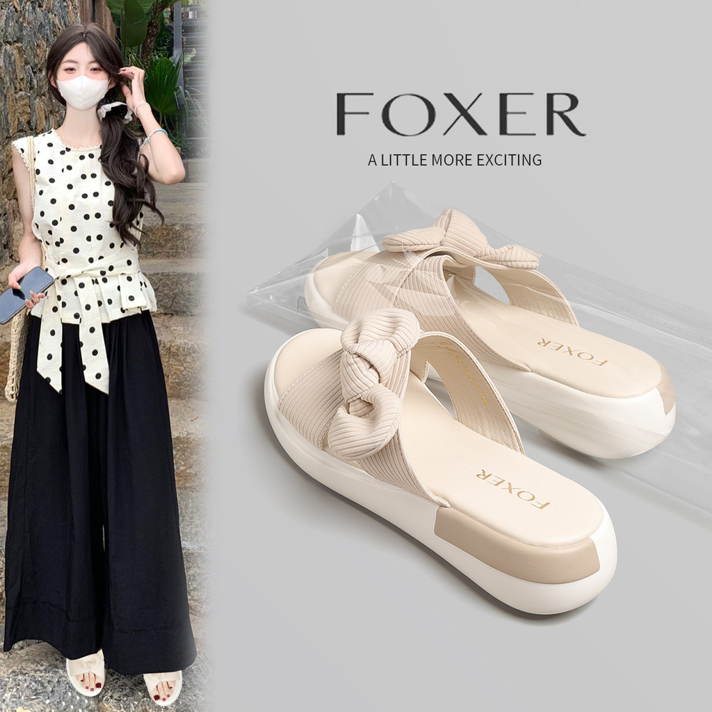 FOXER รองเท้าแตะผู้หญิงแฟชั่น รองเท้าแตะกีฬากลางแจ้ง รุ้นพืนนุ่มนิ่มใส่สบาย ง่ายและสะดวก