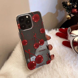 เคสไอโฟน สีแดง เชอร์รี่ เคสคู่ สำหรับ For IPhone 13 11 16 Pro 15 12 14 Pro Max 7Plus 8Plus XS X XR Max 7 8 Plus TPU เคส
