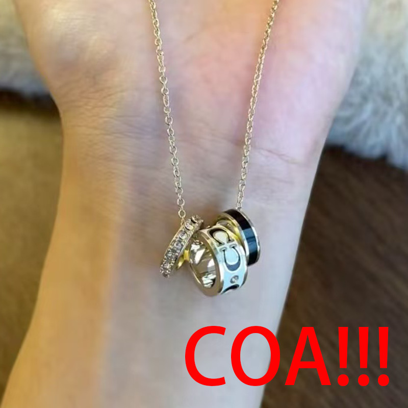 สร้อยคอมุกเคลือบสามวงกลม พร้อมหัวจี้ charm แท้ 100%, คลาสสิกและสวยงาม มาพร้อมใบรับประกัน COA จาก EJJ