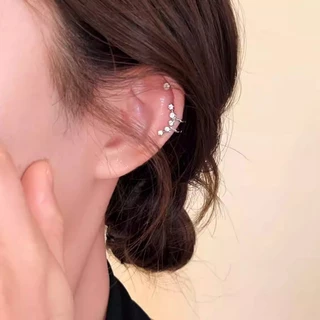 We Flower ต่างหูไม่เจาะหูสำหรับผู้หญิง สไตล์ arc ทำจากเงินสังเคราะห์ s925 และคริสตัล พร้อมสายคล้องแบบ cuff เป็นของขวัญพิเศษ
