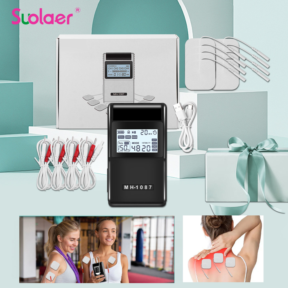 Suolaer 15/48 โหมด 4 ช่องเอาต์พุต TENS เครื่องกระตุ้นกล้ามเนื้อ Body Pulse กายภาพบําบัดผ่อนคลาย