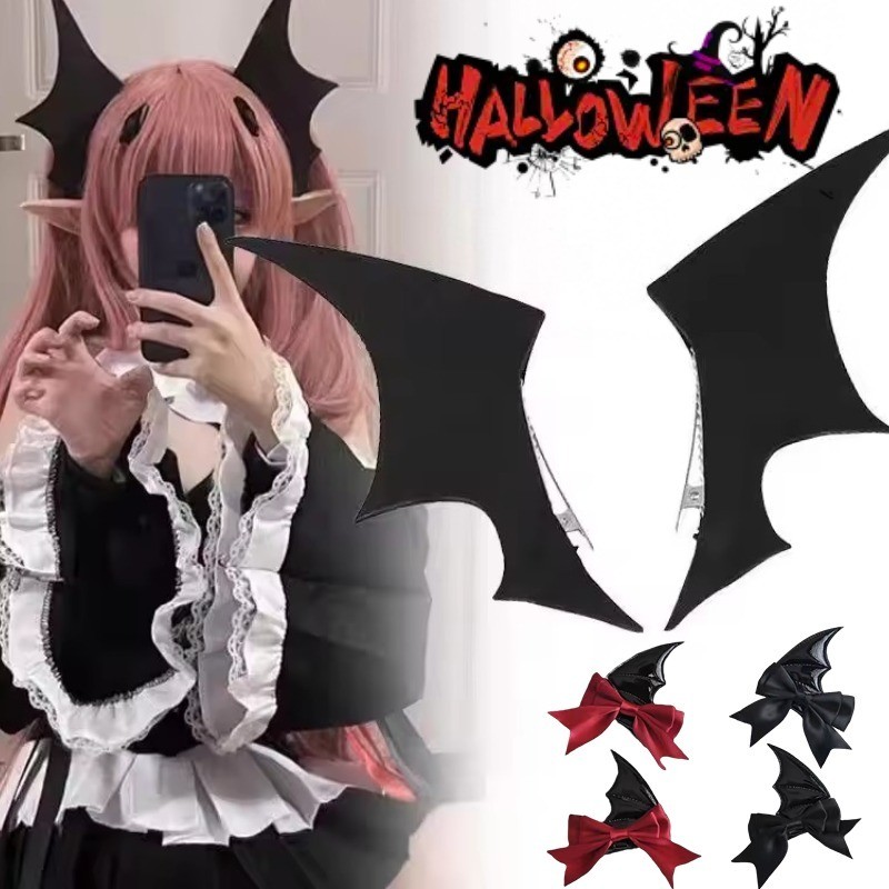 กิ๊บติดผม Gothic Lolita ปีกค้างคาวแบบปีศาจแวมไพร์ สำหรับผู้หญิงและสาวๆ ในเทศกาลฮาโลวีนและคอสเพลย์