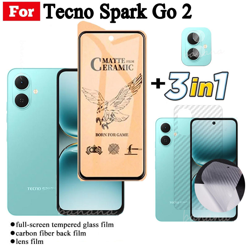 3 IN 1 Tecno Spark Go 2 เซรามิคกระจกนิรภัยสําหรับ Tecno Spark Go 1s Go 2025 2024 2023 Spark 30C Spar