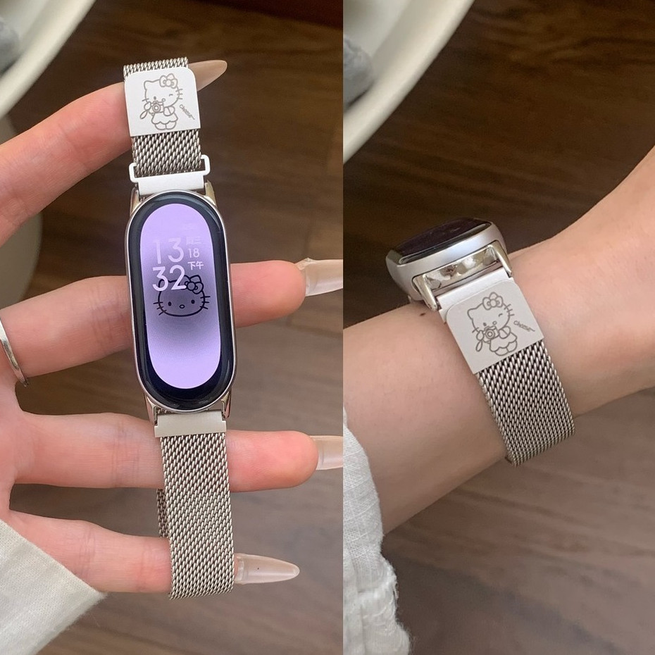สายนาฬิกา Milanese สําหรับ mi band 10 สายสแตนเลส mi band 8/mi band 9 สาย mi band9 สายนาฬิกาลูกปัดพลา