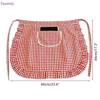 Faomty ผ้ากันเปื้อนตารางตรวจสอบครึ่งเอวผ้ากันเปื้อนวัสดุผ้าฝ้ายคราบทนระบายอากาศบ้านทําอาหารเสื้อผ้าทํางานอุปกรณ์ครัว ไทย