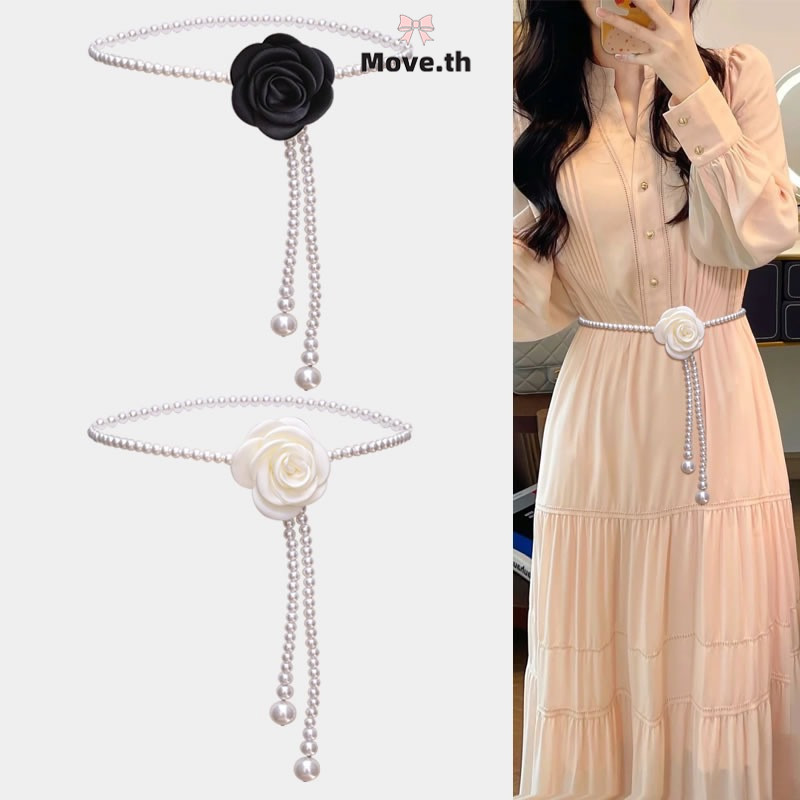 ในไทย-พร้อมส่ง✨ไฮเอนด์  ดอกไม้  มุก  โซ่เอว  หลากหลาย  เข็มขัด  ตกแต่ง  เสื้อ  ชุด-Move
