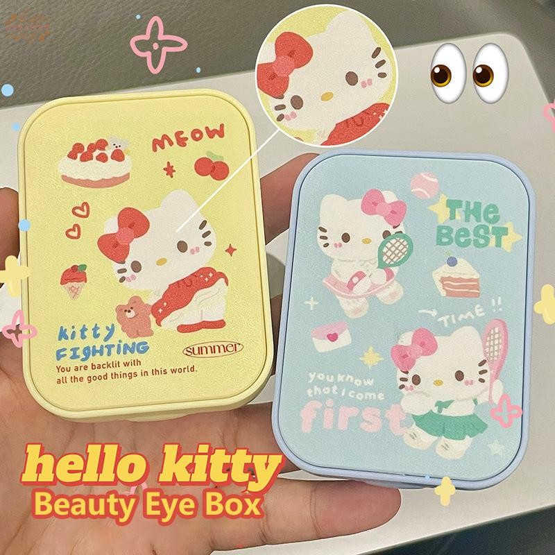 Ank 2 คู่ Hello Kitty คอนแทคเลนส์ Kuromi ความงามนักเรียนกล่องเก็บเลนส์คอนเทนเนอร์ W/Wearing Stick Tw