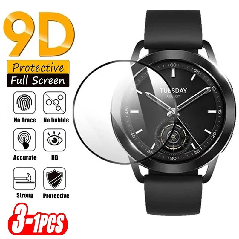 3 ชิ้นโค้งสีดําขอบฟิล์มกระจกนิรภัยสําหรับ Xiaomi นาฬิกา S4 S3 กีฬา 47 มม.41 มม.ป้องกันการระเบิด Anti-Shock ฟิล์มแก้วสําหรับ Xiaomi นาฬิกา S2 46 มม.42 มม.S1 Pro Active Screen Protector