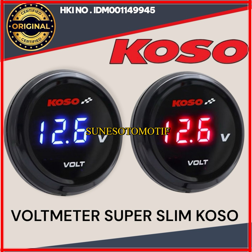 ต้นฉบับ Round KOSO Voltmeter VOLT METER DIGITAL RED BLUE BACK LIGHT SUPER SLIM STYLE