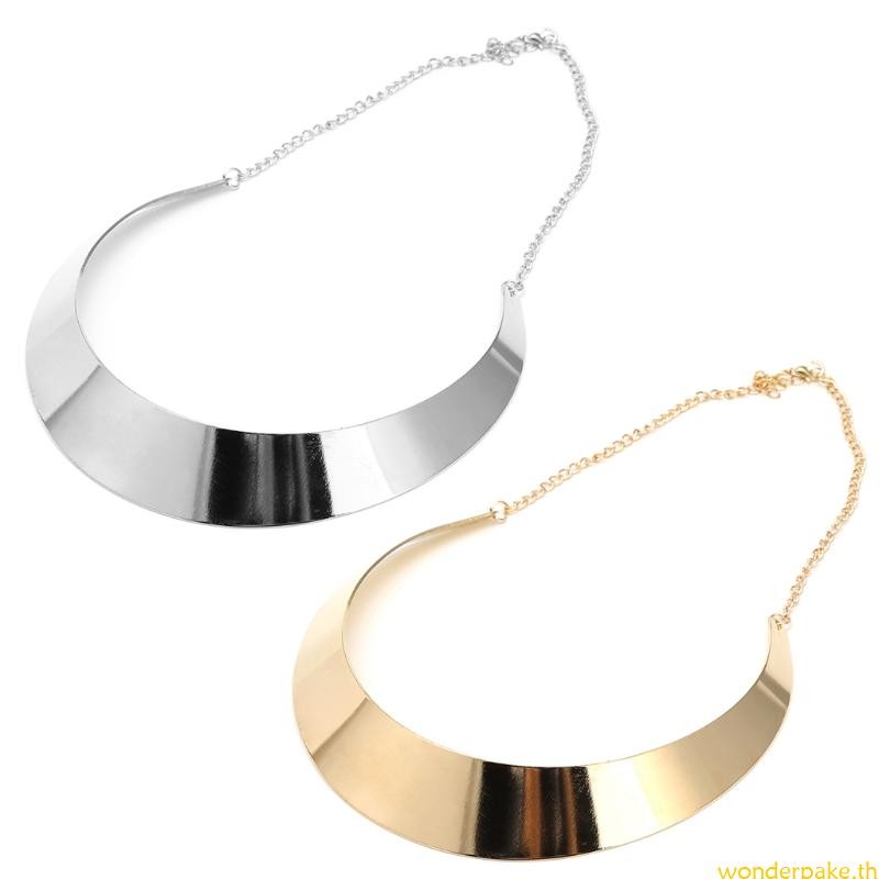 สร้อยคอMetal Alloy Torque สไตล์วินเทจ สร้อยข้อมูลเงินทองคำพลาตเต็ด ไม่เหมือนใคร