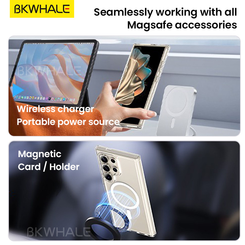 SAMSUNG BKWHALE Magnetic Clearเคสโทรศัพท์สําหรับSamsung S25 S24 S23 Ultra Plus S25 + S23 + S24 + กันกระแทกปกหลังAntiสีเหลืองปลอก - รูปที่ 4