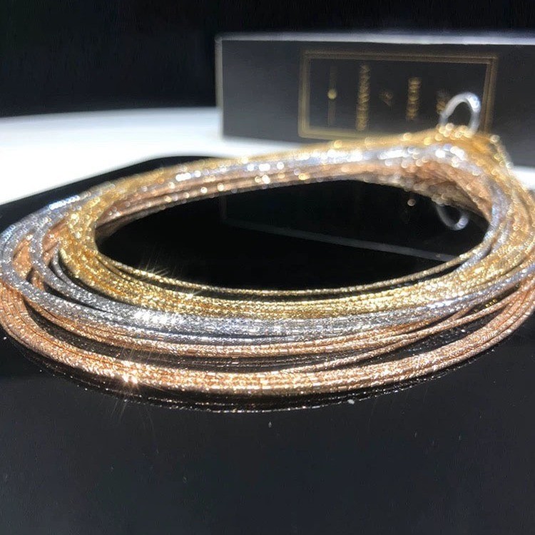 FP18 Electroplating 18K Gold Faceted เลเซอร์ 1.3 มม.คอปกโซ่ทองนําเข้า Clavicle CHAIN กระพริบสุดๆ