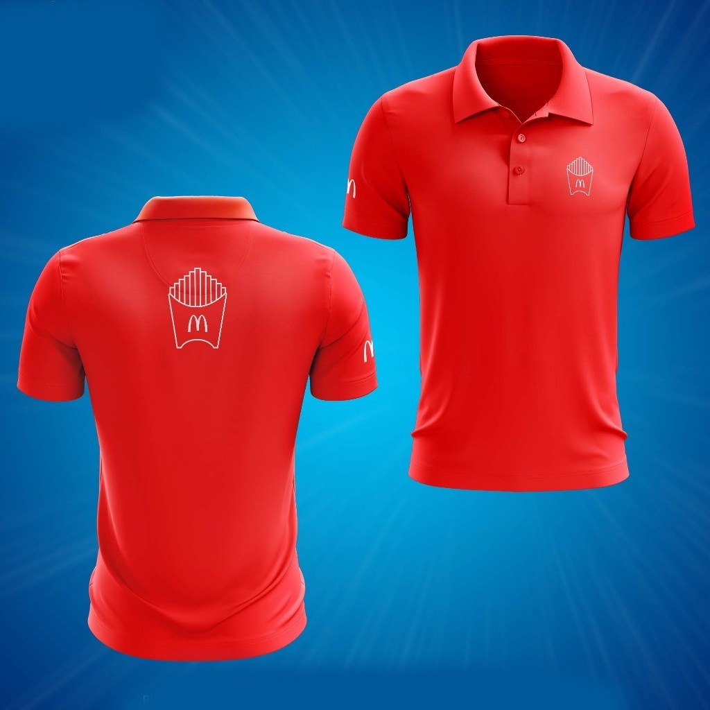 เสื้อยืดผู้ชายพิมพ์ลายโลโก้ McDonald's แบบเต็มตัว