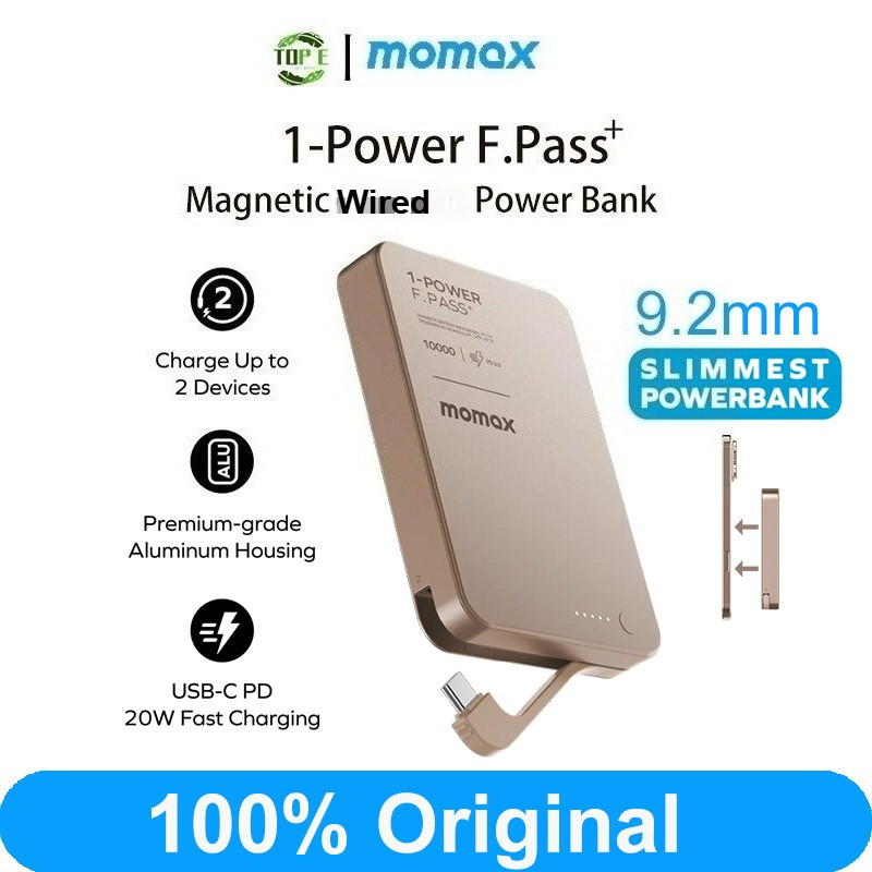 Momax 5000mAh 10000mAh 20000mah Fast Charging Powerbank ในตัวสาย 1-Power F.Pass + สาย Power Bank