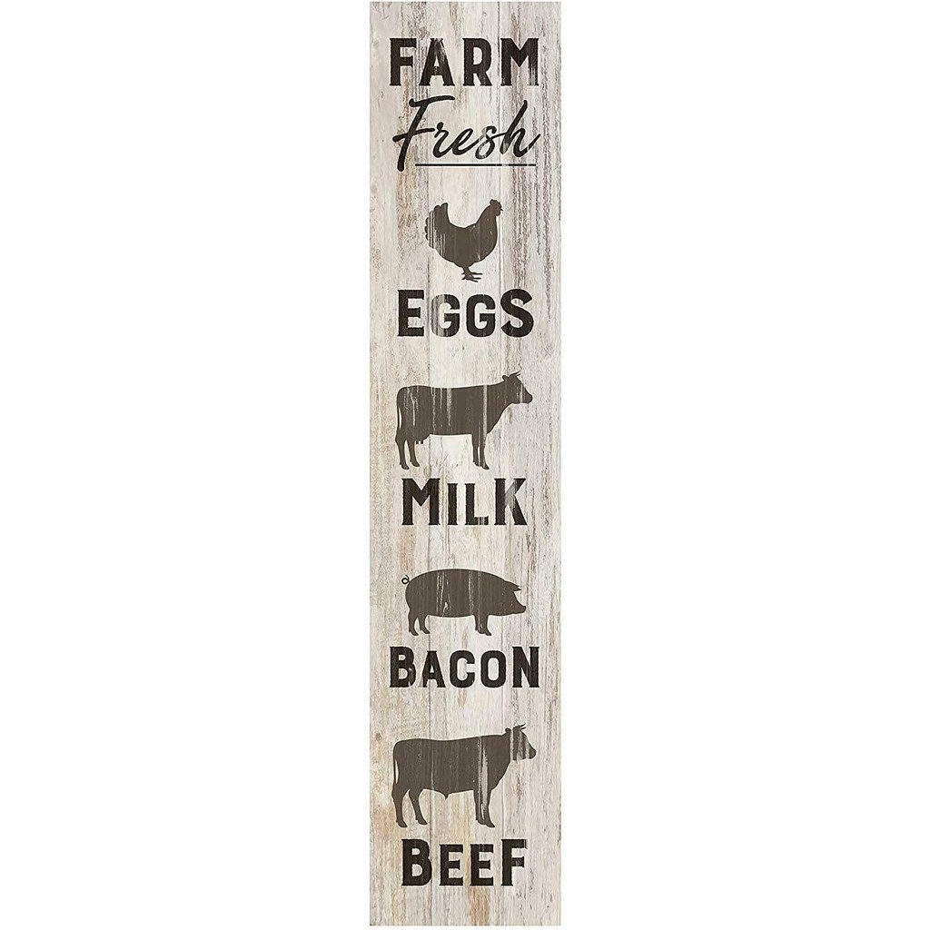 Lenrius Farm Fresh Animals ป้ายโลหะตั้งโต๊ะแนวตั้งชนบท 16"x4" J6MA