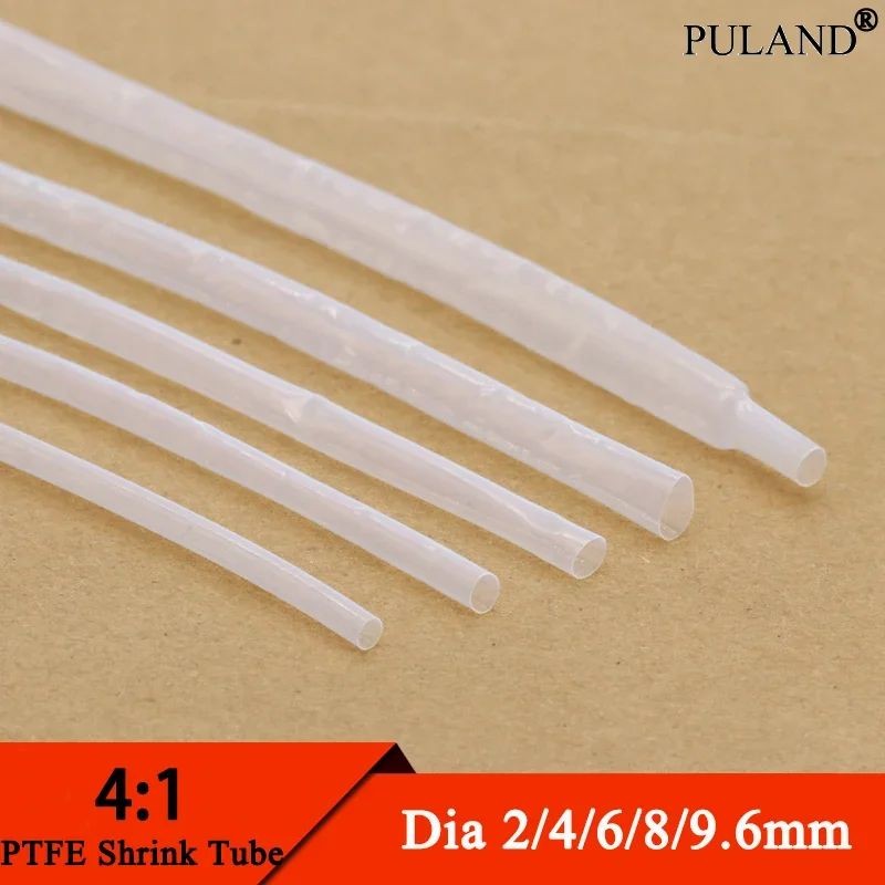 1M เส้นผ่านศูนย์กลาง 2 มม. 4 มม. 6 มม. 8 มม. 9.6 มม. PTFE ท่อหดความร้อน 4:1 อัตราส่วนการหดตัวอุณหภูม