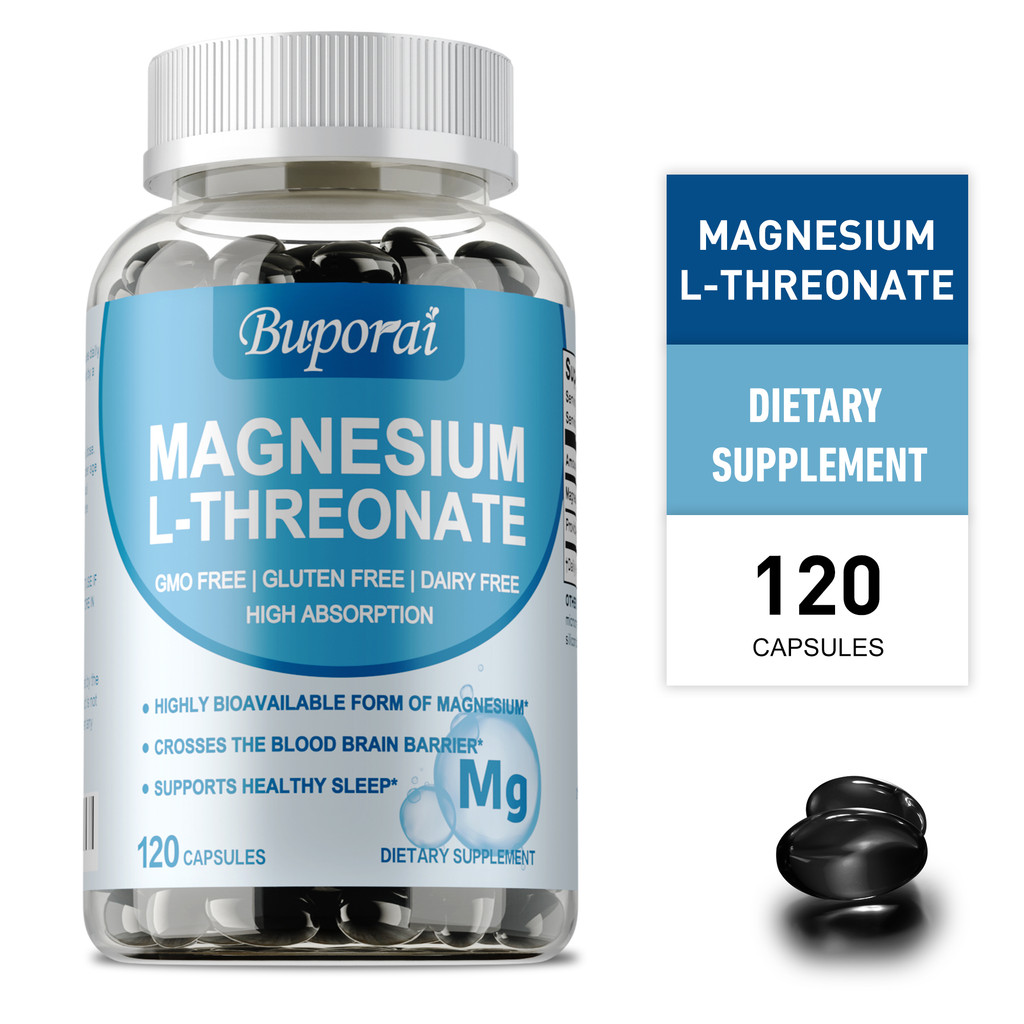 120 แคปซูล Magnesium L-Threonate สําหรับการนอนหลับและฟังก์ชั่นความรู้ความเข้าใจ รองรับ 2000 มก. ต่อเสิร์ฟ แคปซูล