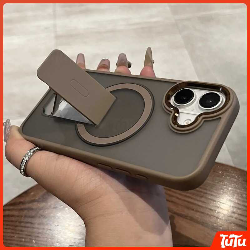 TuTu ที่วางแหวนไร้สายชาร์จเคสโทรศัพท์สําหรับ iPhone 11 16 15 14 13 12 Pro Max Plus กันกระแทกขาตั้งแม่เหล็กฝาครอบเลนส์กล้องความงาม เคสกันกระแทก เคสซิลิโคน เคสไอโฟน11