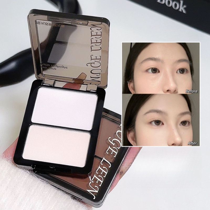 MUGE LEEN High Gloss Two-Color All-in-One Blush Palette เนื้อแมท ปรับหน้ากระจ่างใสให้ดูกระจ่างใสอย่างเป็นธรรมชาติ