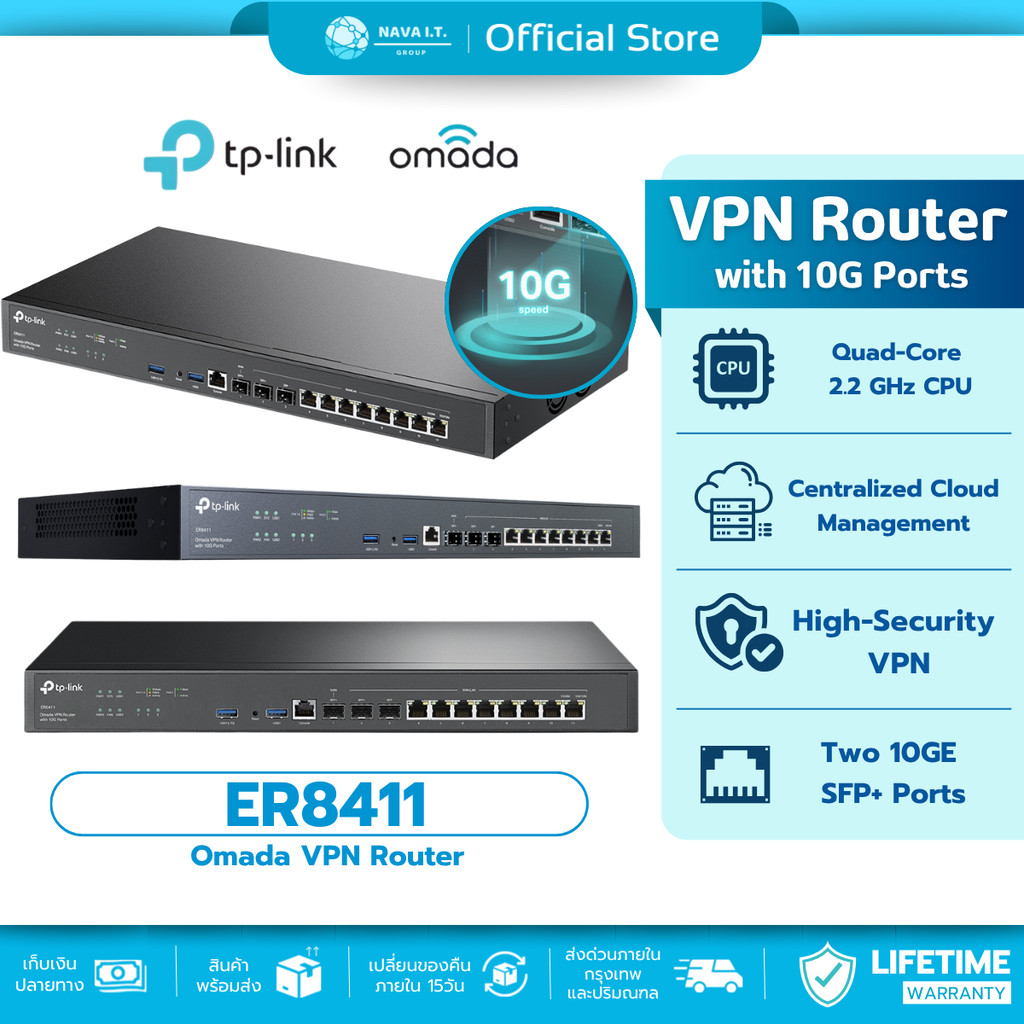 ⚡️มีส่งด่วน⚡️TP-LINK ER8411 OMADA VPN ROUTER WITH 10G PORTS รับประกัน LT