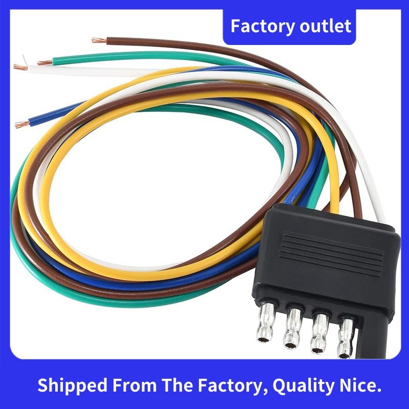 5 Way Flat Trailer สายไฟปลั๊ก 36 นิ้วลวดตะกั่ว Trailer End 5 Pin ชาย Connector Trailer สายไฟ