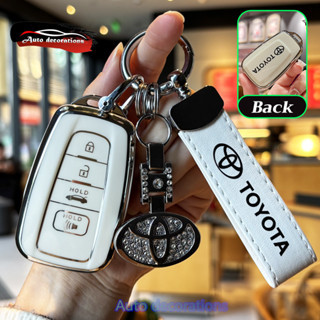เคสกุญแจรีโมทโตโยต้า สําหรับ Toyota Corolla altis / corolla cross / camry / C-HR / pruis / rav4 ฝาครอบกุญแจ พวงกุญแจขอบเงิน