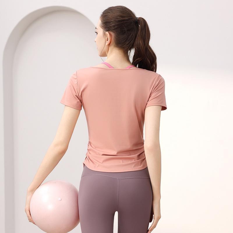เสื้อยืดออกกำลังกายผู้หญิง ปลอกคอมีสไตล์ ไร้รอยต่อ รูปที่ 8