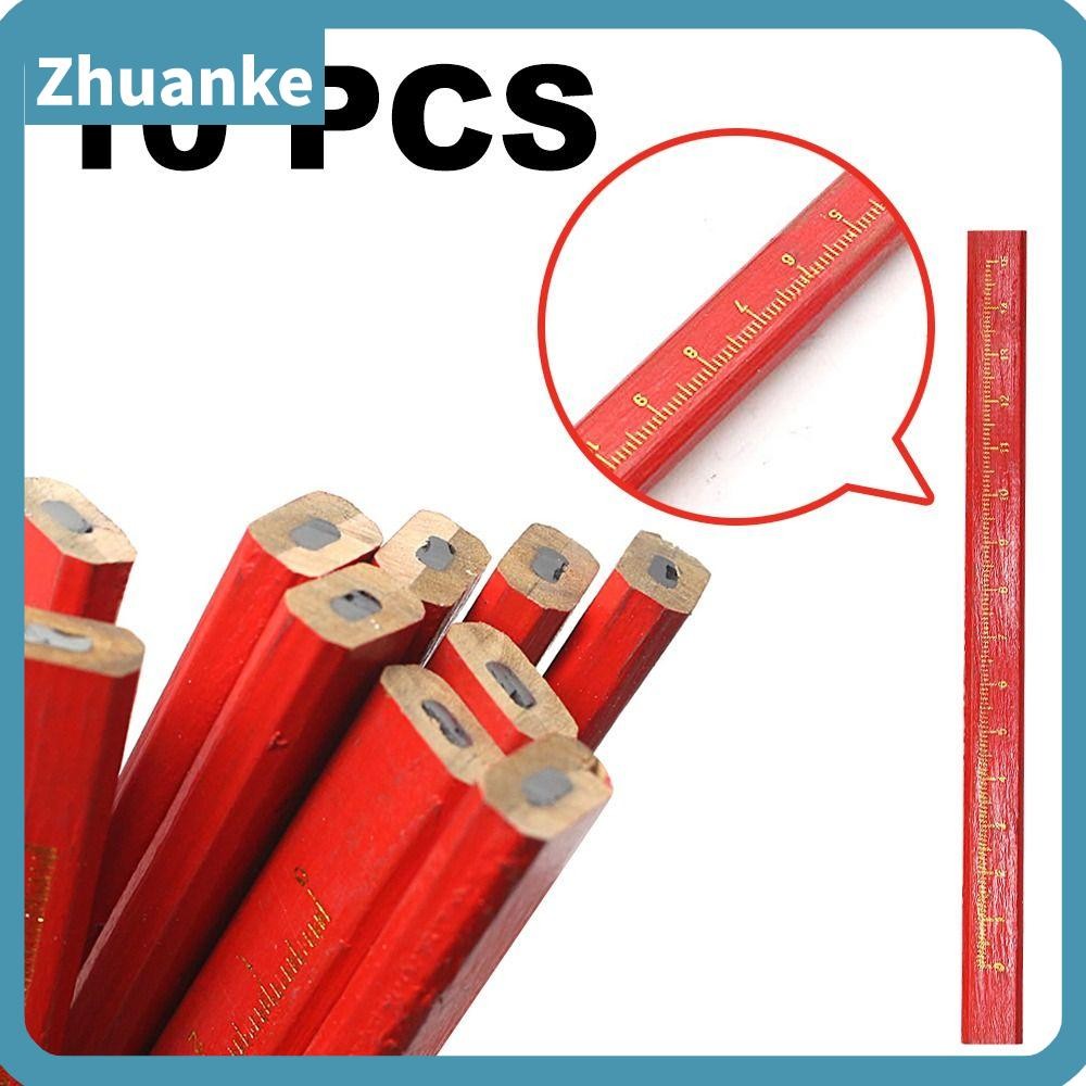ZHUANKE 10 ชิ้น/เซ็ตดินสองานไม้,ขนาดสีดําตะกั่วช่างไม้ดินสอ,คุณภาพสูงสีฟ้าสีแดงตะกั่ว DIY Builder Joiners เครื่องมือปากกาของขวัญ