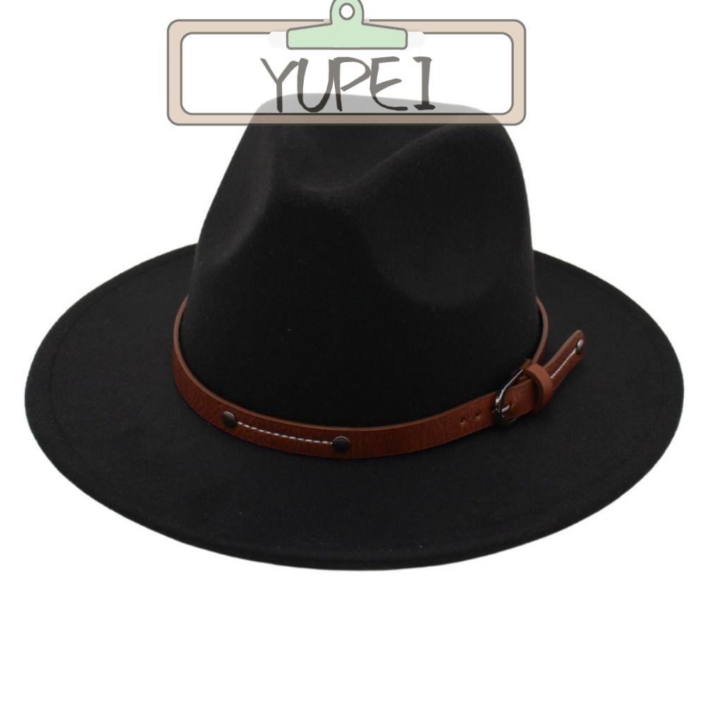 YUPEI หมวก-fedora แบบปานามาและคาวบอย, สไตล์วินเทจซอฟต์, เหมาะสำหรับทั้งผู้ชายและผู้หญิง