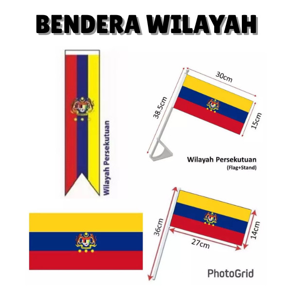 ShopWithJoyBendera Wilayah Hand Flag / Spring Flag / Car Flag / Bunting Bunch Flag Wilayah / 2x4ft 3