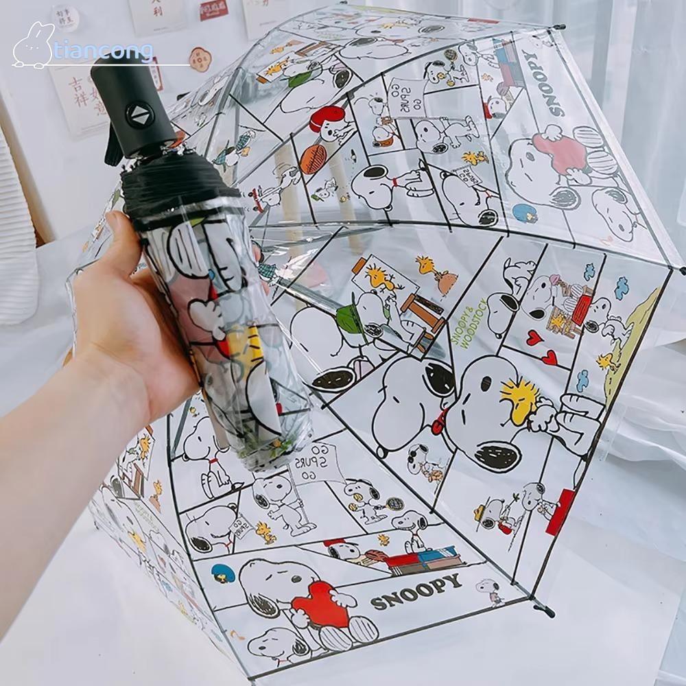ร่มสามตอนอัตโนมัติน่ารัก ลายอนิเมะ Snoopy สำหรับของขวัญและวันฝน