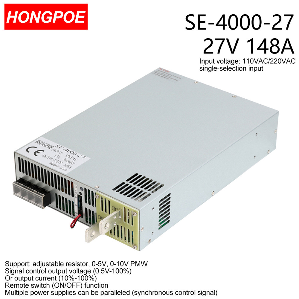 4000W 27V แหล่งจ่ายไฟ 0-27V ปรับ 27VDC AC-DC 0-5V Analog สัญญาณควบคุม SE-4000-27 Power Transformer 2