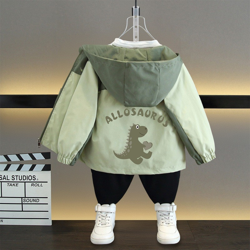 CODkids เสื้อกีฬา 2025 ฤดูใบไม้ผลิฤดูใบไม้ร่วงเด็กการ์ตูนไดโนเสาร์พิมพ์เสื้อคลุมด้วยผ้าวัยรุ่นแฟชั่นเสื้อกันลมกันน้ํา