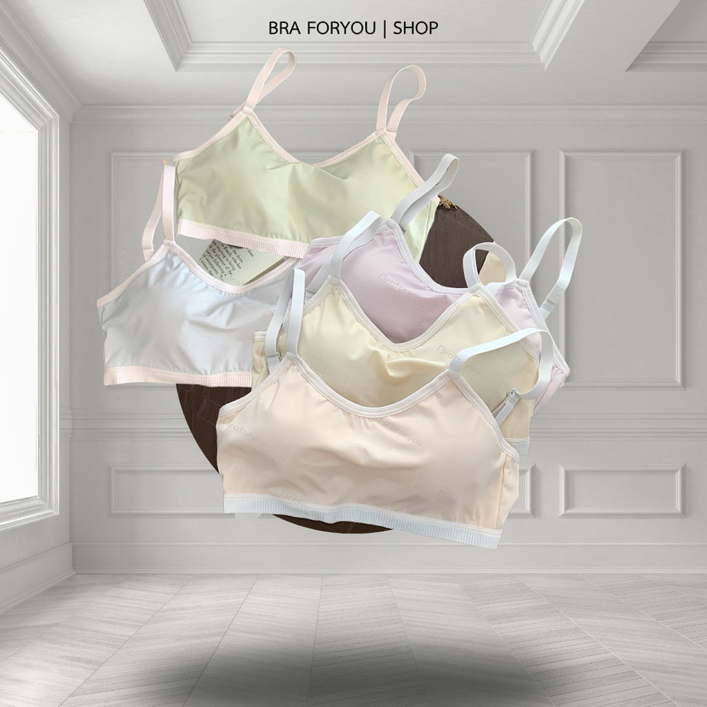 Bra Foryou เสื้อในสีพื้น สีพาสเทลแบบตะขอ ไร้โครงเนื้อผ้าไนลอน นิ่มยืดใส่สบายไม่ระคายเคืองผิว (503) Clothing Women Lady