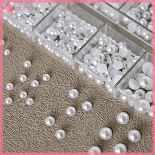 RENBG 12 ตารางผสมด้านล่างแบนมุกครึ่งรอบ Rhinestones 3D ตกแต่งเล็บเครื่องประดับเล็บ Charm เล็บ Art TH