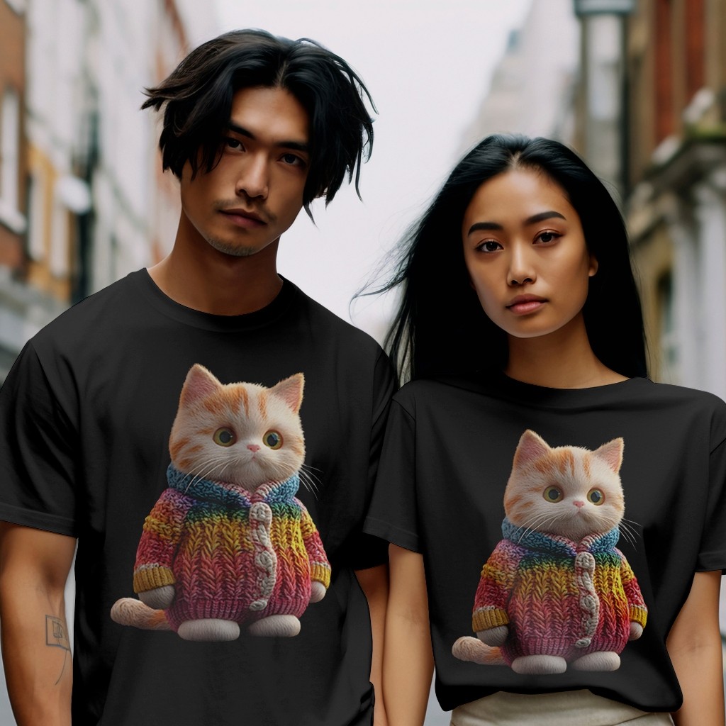 จัดส่ง 24 ชั่วโมง 100% Design 3D Design - Original Premium Distro T-Shirt 3D Cat Yellow Wearing a Ja