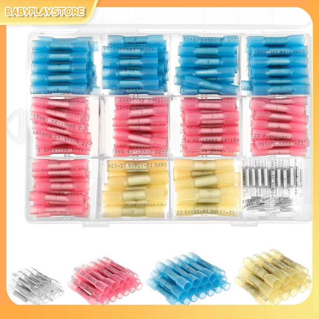 340 ชิ้น Butt Splice Crimp Connector ชุดความร้อนหดสายไฟสําหรับรถจักรยานยนต์ RV SHOPQJC3459