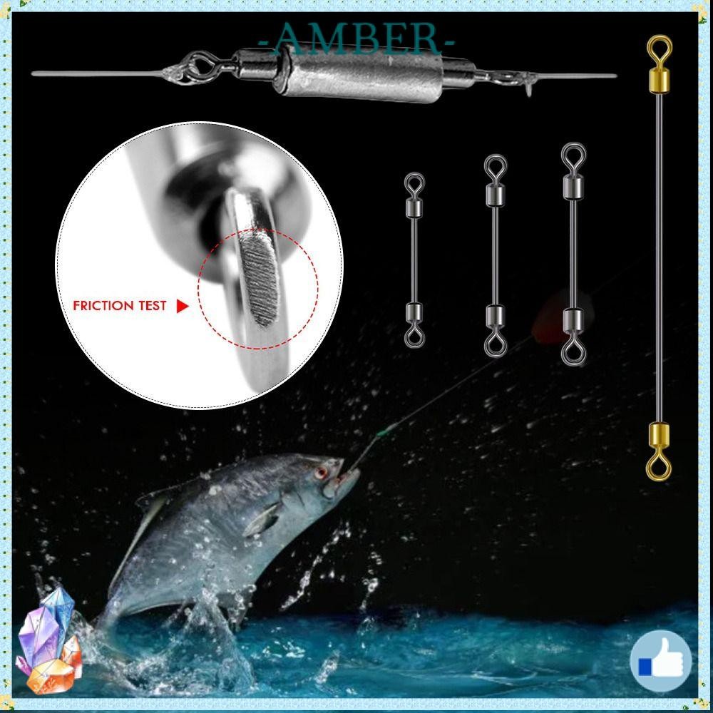 AMBER เชื่อมต่อสายตกปลาแบบสวิงว์ล 50pcs วงแหวนทรงพลัง ขนาดสแตนเลสคุณภาพสูงหลายขนาด