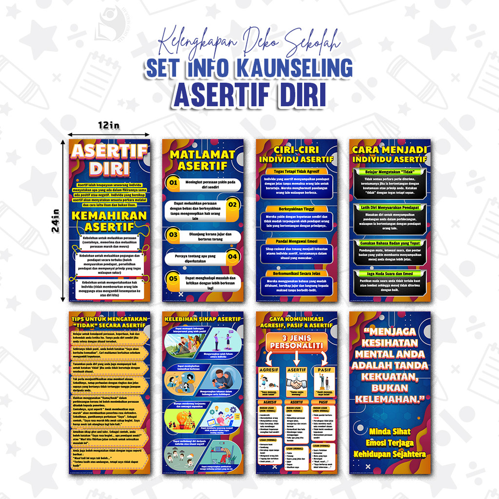 ชุดเสา 1 วัน INFO SELF / 8in1 / INFO KAUNSELING / KAUNSELING DECORATION / 380GSM THICKNESS