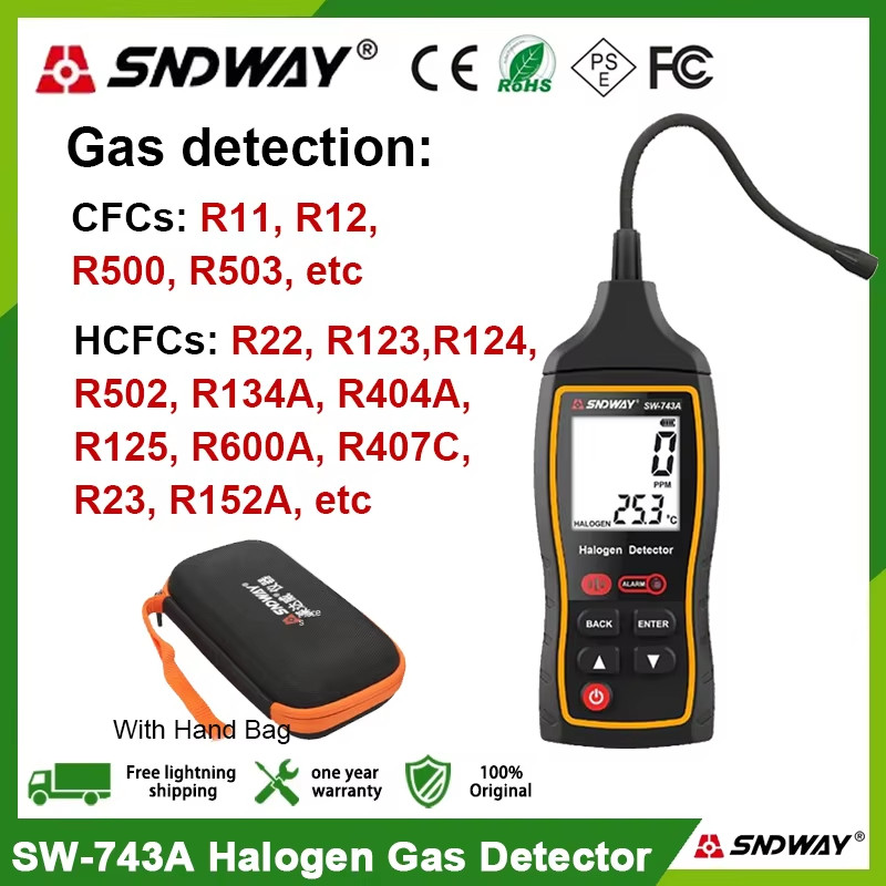 SNDWAY เครื่องเช็ครั่ว รุ่น SW-743A เครื่องตรวจจับฮาโลเจน, เครื่องเช็คน้ำยาแอร์รั่ว