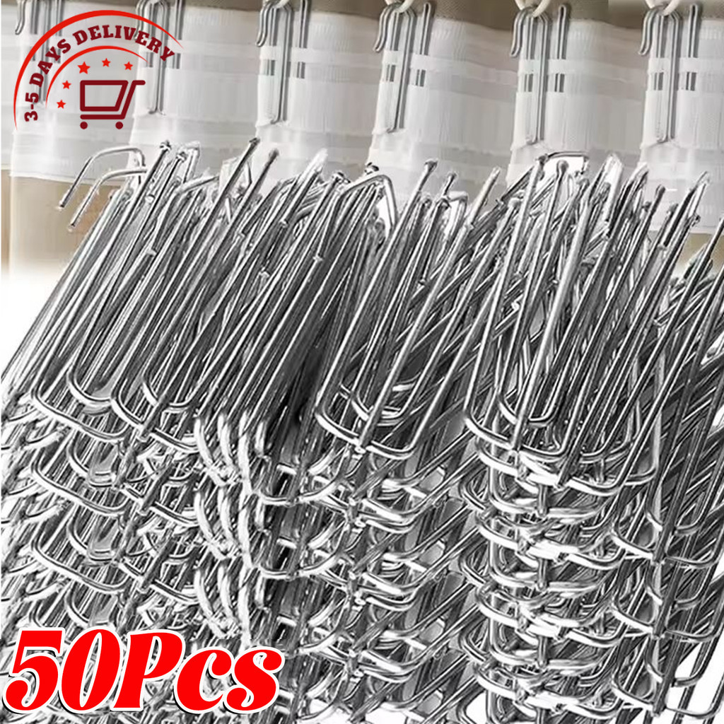 [จัดส่ง 3-5 วัน]ตะขอม่านโลหะผสม 10/30/50 ชิ้น-แหวนม่านโลหะกันสนิมสําหรับงานหนัก,อุปกรณ์ผ้าม่านที่ทนทานพร้อมการออกแบบส้อมสําหรับจีบผ้าม่าน