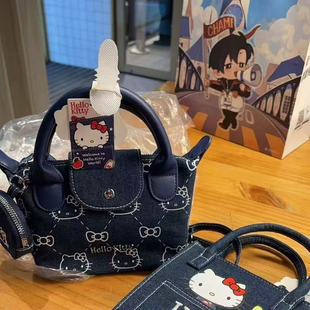 ถุงมессенเจอร์ดีนิมสไตล์ดั๊มนิง_hello kitty พิมพ์ลายคุณภาพสูง ใหม่ 25 สไตล์
