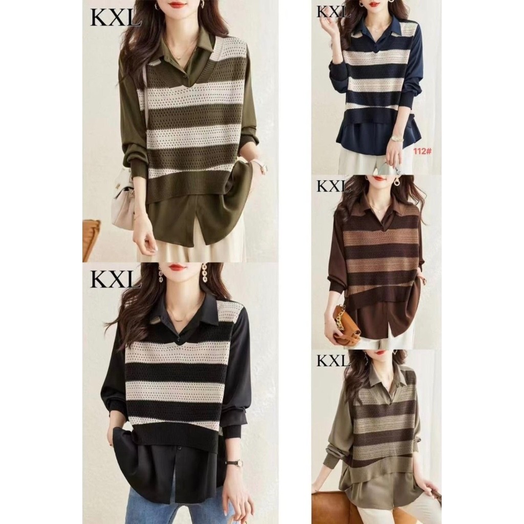 KATUN KM636 Blouse 2 Piece Set Women BKK Premium Oversize Cotton Knit Top