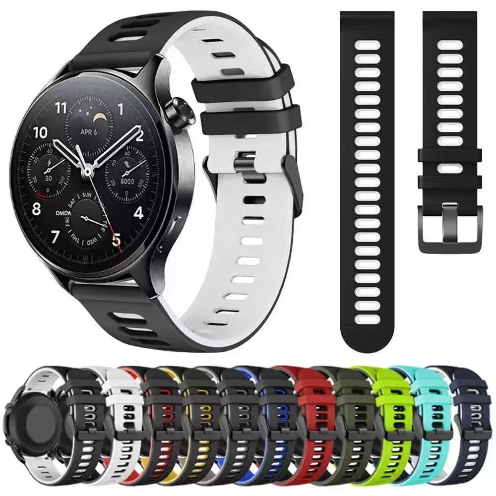 สายนาฬิกาXiaomi watch S1/S1pro/S1 active/s2/s3/s4/s4 sport/watch 2/watch3/watch4proชิลิโคนสองสี