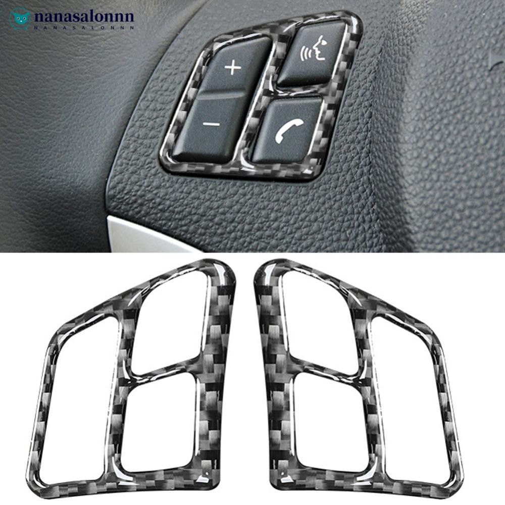 NANASALONNN 2 ชิ้นพวงมาลัยรถปุ่มสติกเกอร์คาร์บอนไฟเบอร์สําหรับ BMW 3 Series E90 2005 - 2012 D8N9