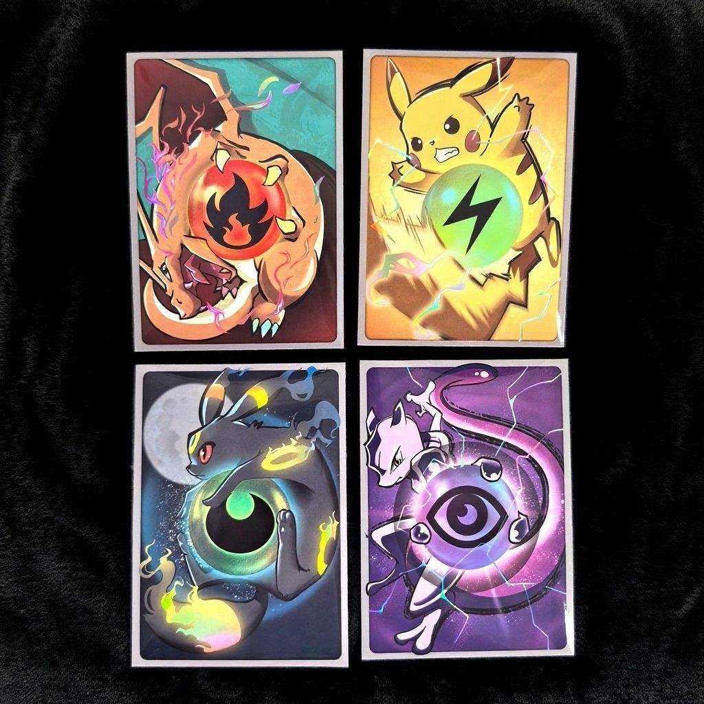 Pokémon Card Sleeve Merchanded Energy Laser Card Sleeves PTCG Moon Eevee Charizard Pikachu Mewtwo