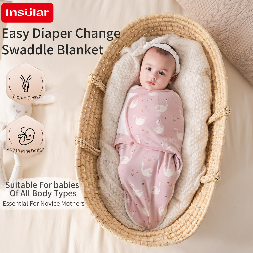 Insular ผ้าห่มห่อตัวเด็กผ้าฝ้ายพร้อมตะขอเงียบและห่วงทารกแรกเกิด Anti Startle Sleep Sack สําหรับทุกฤดูกาล