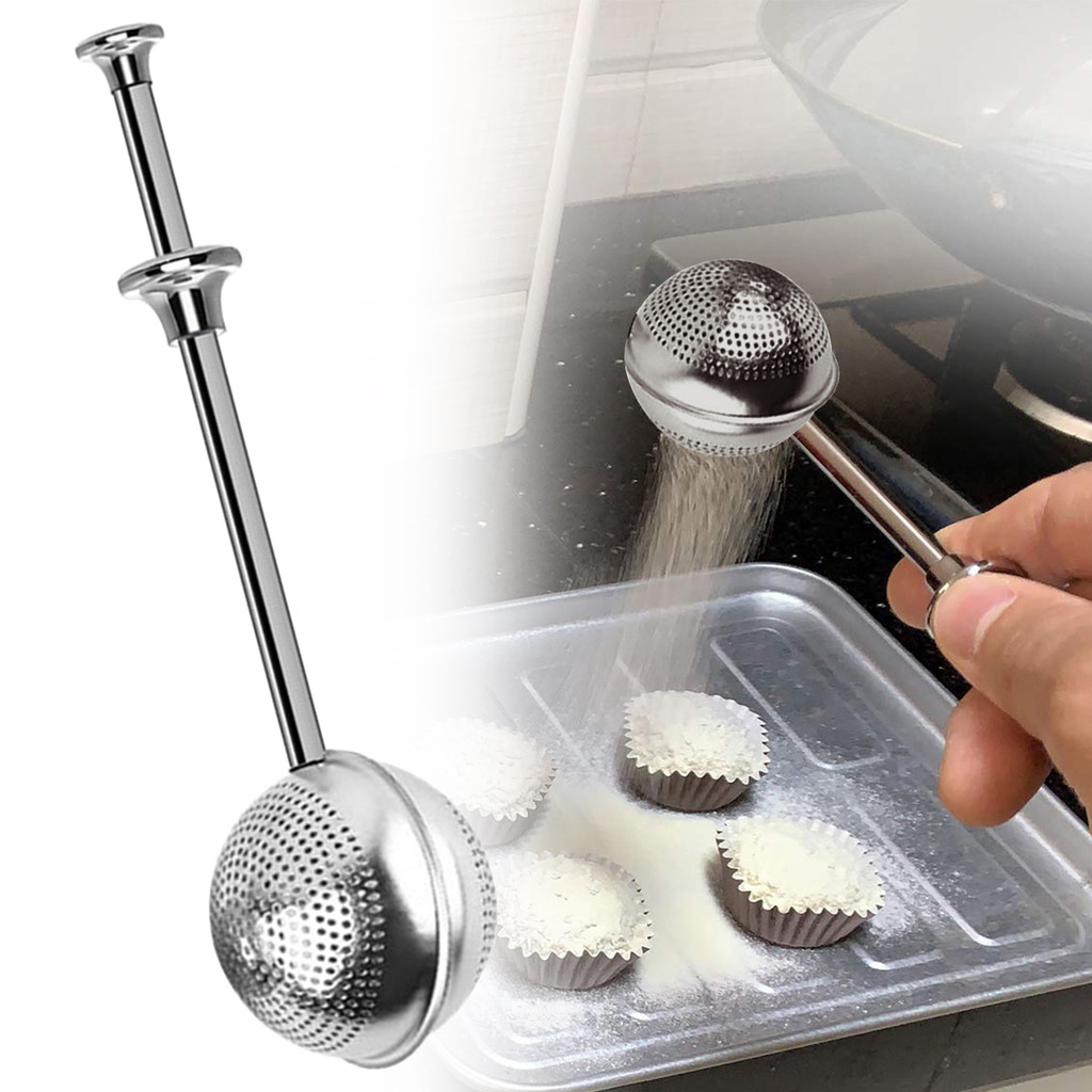 ช้อนกรองน้ําตาลและแป้งผง Baker Dusting Wand 304 สแตนเลส สําหรับเครื่องเทศ เครื่องมือครัว